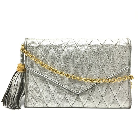CHANEL Gold Leather Logo Shoulder Bag - Picture 1 of 13
